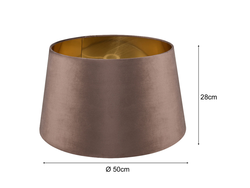 Samt Lampenschirm NELDE Braun / Gold für E27 Stehleuchten Gestelle, Ø 50cm groß