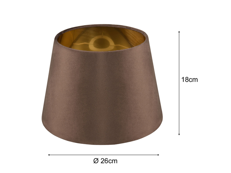 Samt Lampenschirm NELDE Braun Gold für E27 Tischlampen & Stehlampen, Ø 26cm