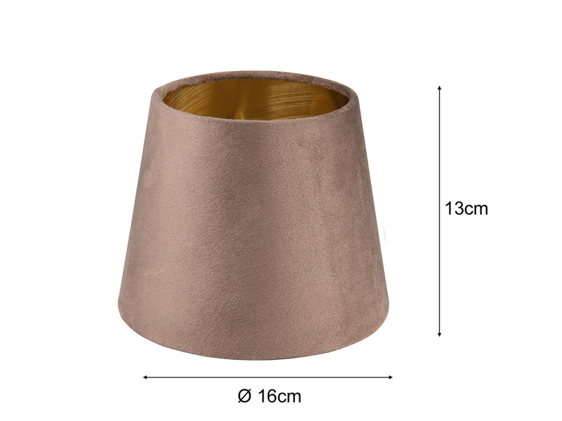 Samt Lampenschirm NELDE Braun Gold für E14 Tischleuchten Gestelle, Ø 16cm klein