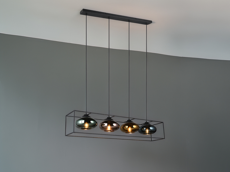 Pendelleuchte LAMYA 4-flammig mit Glasschirmen Bunt, Breite 100cm