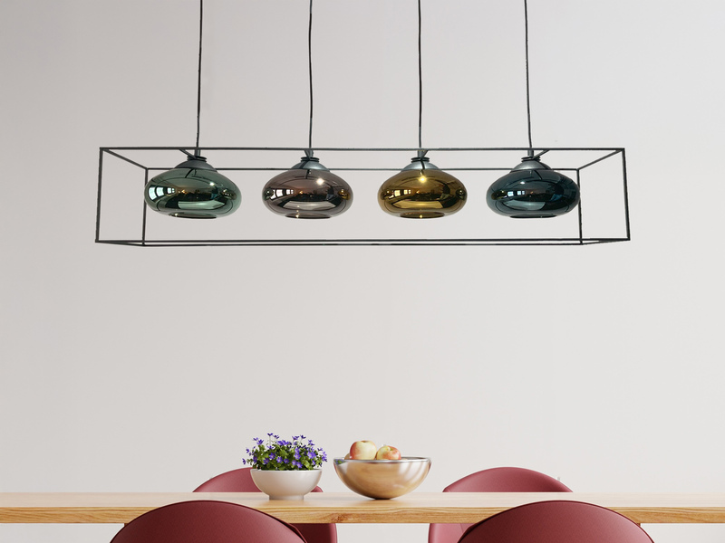 Pendelleuchte LAMYA 4-flammig mit Glasschirmen Bunt, Breite 100cm