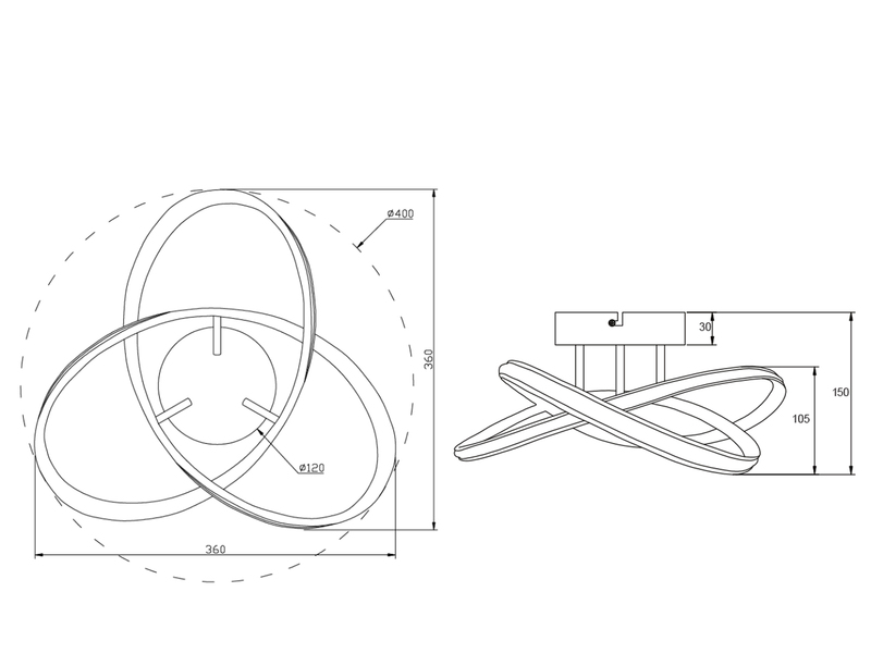 LED Decken- und Wandleuchte MEO Metall Silber Durchmesser 40cm