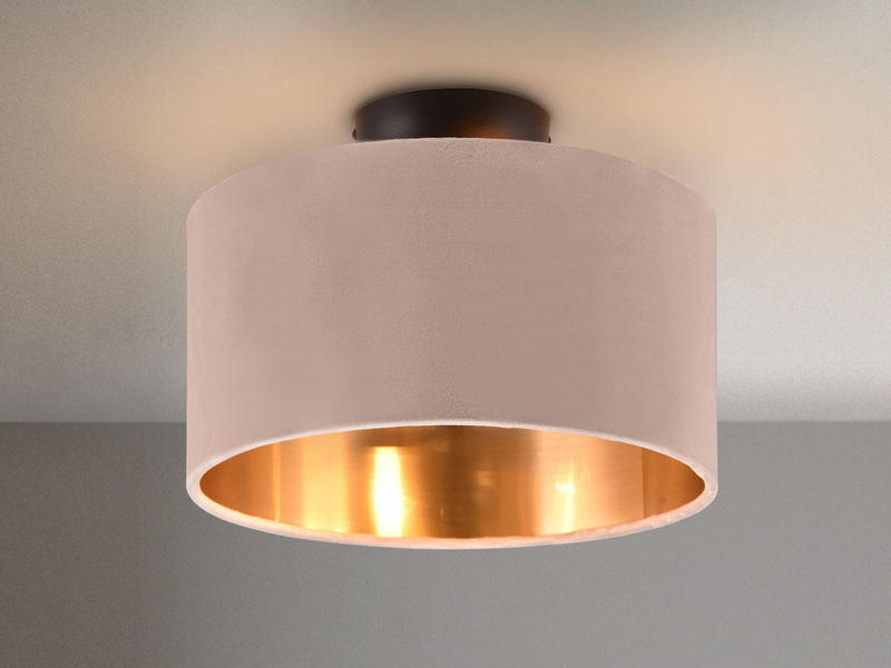 Kleine LED Deckenleuchte mit Samt Lampenschirm Beige Gold, Ø 30cm