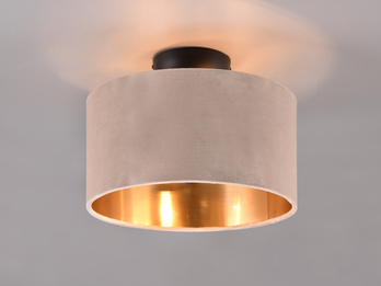 Kleine LED Deckenleuchte mit Samt Lampenschirm Beige Gold Ø 30cm