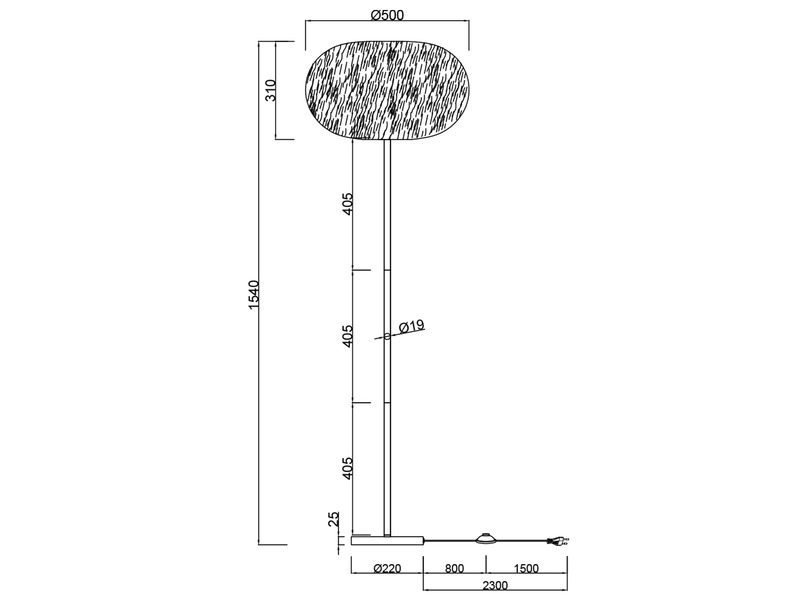 Stehleuchte FURRY mit Kugel Lampenschirm aus Plüsch, Höhe 154cm