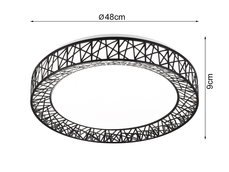 LED Deckenleuchte CLUSTER dimmbar mit Fernbedienung flach Schwarz Ø 48cm