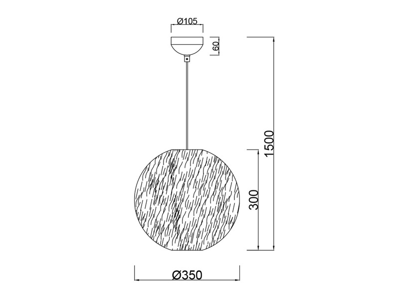 LED Pendelleuchte mit Kugel Lampenschirm aus Plüsch, Ø 35cm