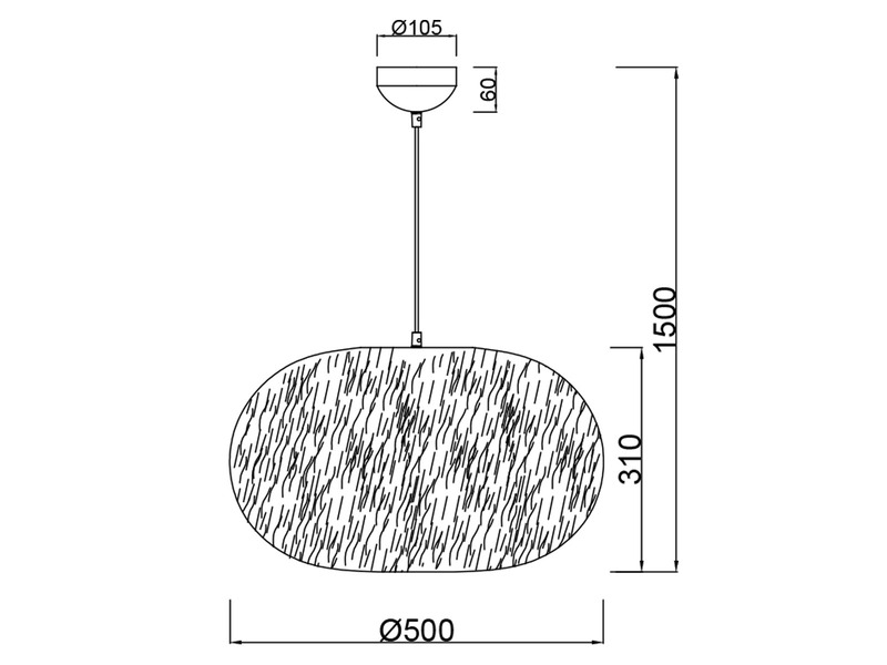 Große LED Pendelleuchte mit Kugel Lampenschirm aus Plüsch, Ø 50cm