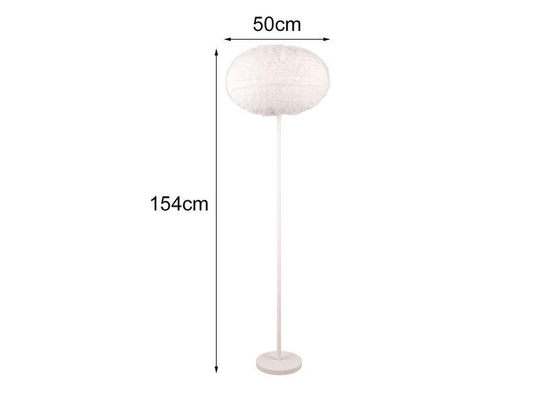 LED Stehleuchte mit Kugel Lampenschirm aus Plüsch, Höhe 154cm
