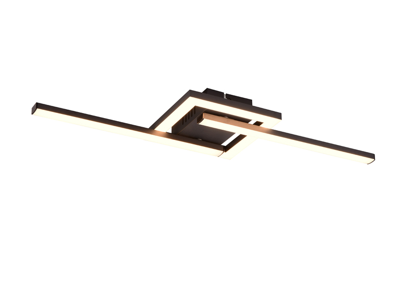 Flache LED Deckenleuchte VIALE Schwarz rechteckig groß max. Breite 63cm