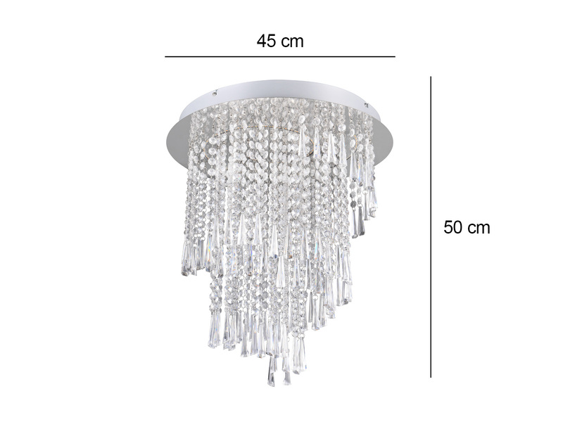 Große LED Deckenleuchte POMP mit Acryl Kristallbehang und Fernbedienung Ø 45cm