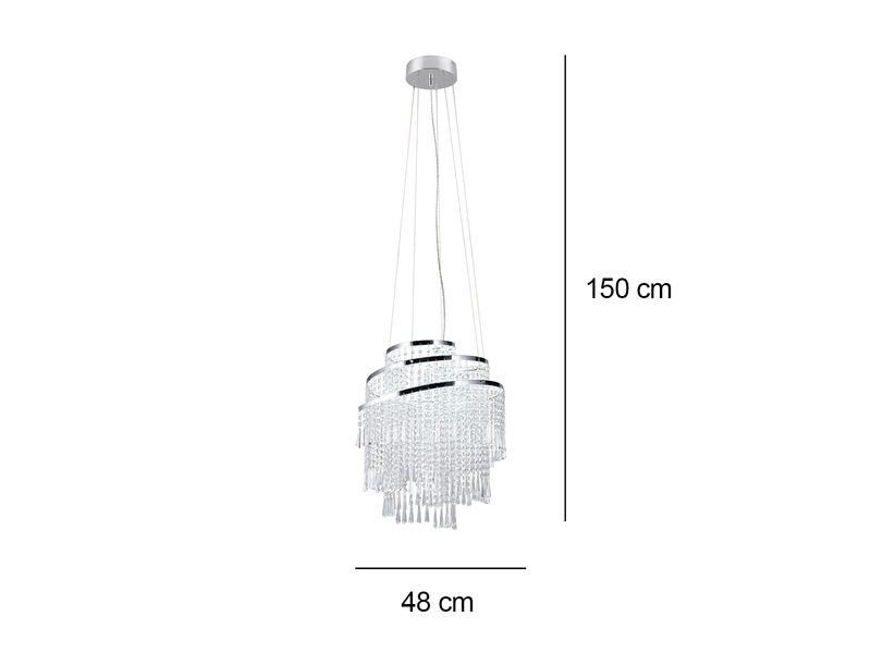 Großer LED Kronleuchter POMP mit Acryl Kristallbehang und Fernbedienung Ø 48cm
