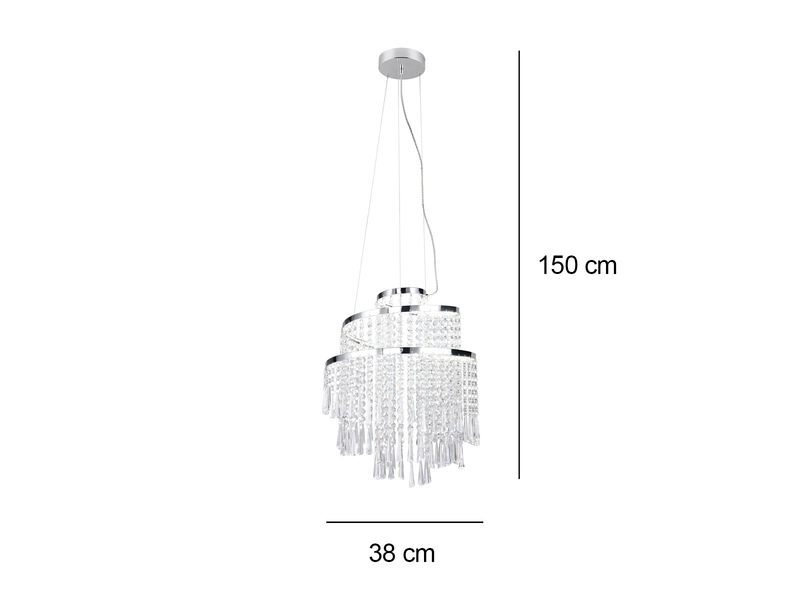 LED Kronleuchter POMP mit Acryl Kristallbehang und Fernbedienung Ø 38cm