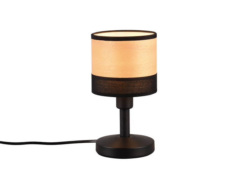 Tischleuchte BOLZANO mit Touch Funktion & Lampenschirm Holzoptik, Höhe 22 cm