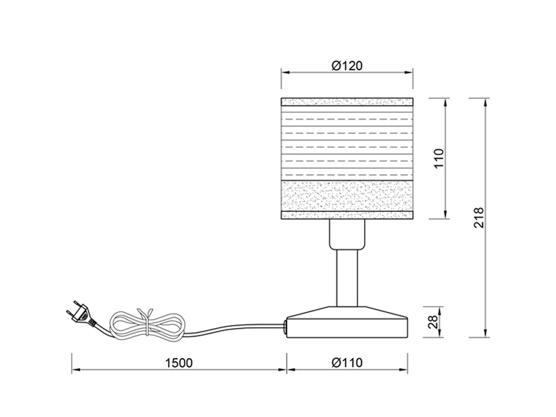 Tischleuchte BOLZANO mit Touch Funktion & Lampenschirm Holzoptik, Höhe 22 cm