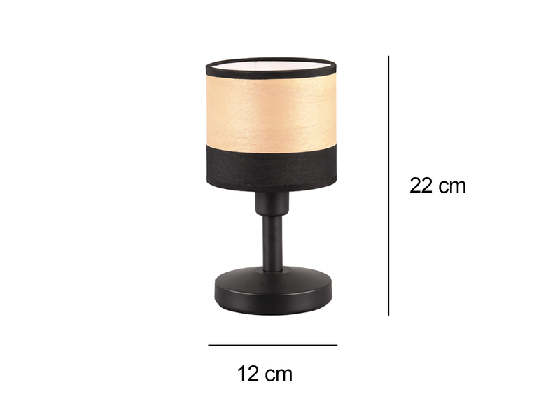 LED Tischleuchte mit Touch Funktion & Lampenschirm Holzoptik, Höhe 22 cm