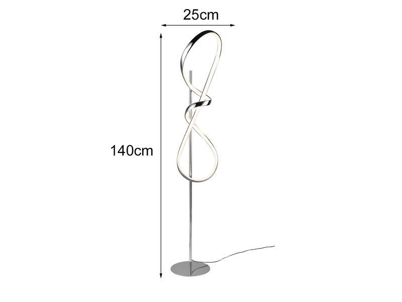 LED Stehlampe PADUA dimmbar per Touch, Chrom mit Kristalleffekt, H: 140cm