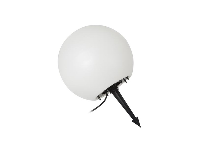 Garten Kugelleuchte aus Kunststoff Weiß mit Erdspieß & 3m Kabel, IP65 - Ø38cm
