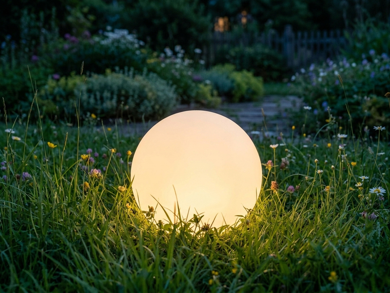 Garten Kugelleuchte aus Kunststoff Weiß mit Erdspieß & 3m Kabel, IP65 - Ø38cm