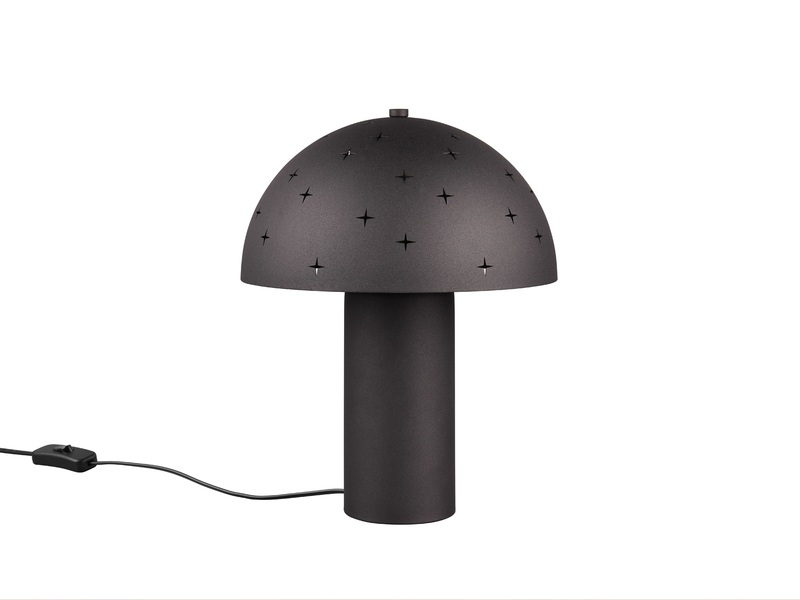 Tischleuchte SETA aus Metall Schwarz, Lampenschirm mit Dekorstanzung Höhe 33 cm