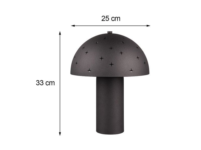 Tischleuchte SETA aus Metall Schwarz, Lampenschirm mit Dekorstanzung Höhe 33 cm