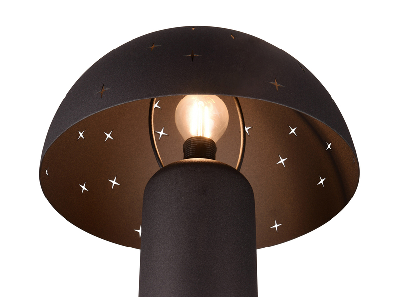 Tischleuchte SETA aus Metall Schwarz, Lampenschirm mit Dekorstanzung Höhe 33 cm