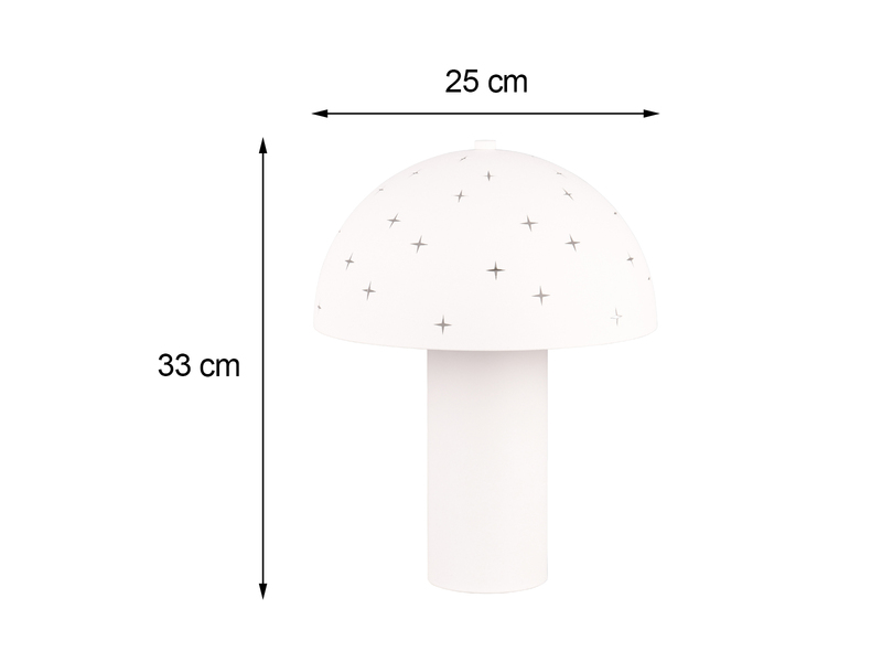 LED Tischleuchte aus Metall Weiß, Lampenschirm mit Dekorstanzung Höhe 33 cm