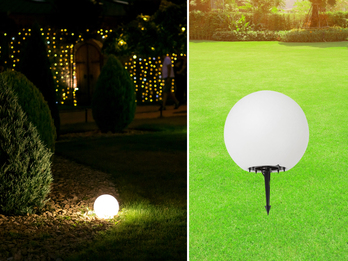 Garten Kugelleuchte mit Erdspieß, 3m Kabel IP65 & smarter LED, Ø25cm
