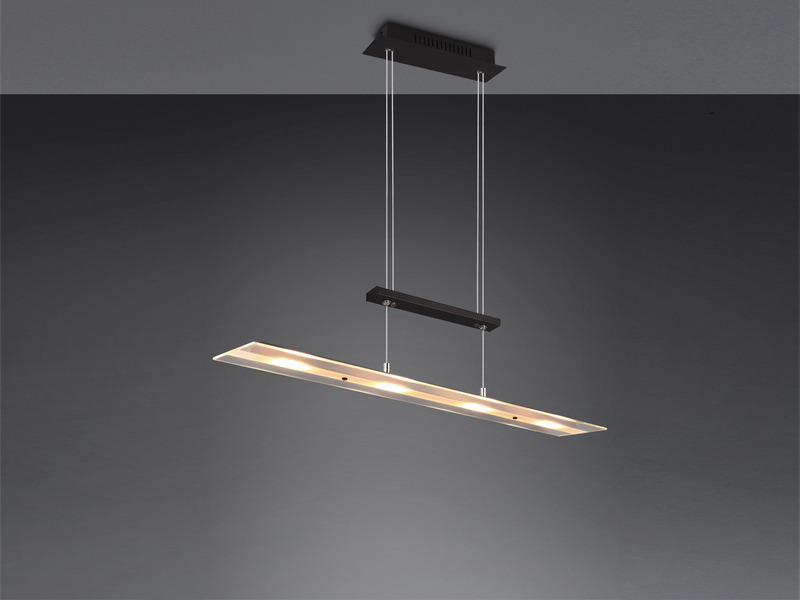 LED Pendelleuchte MILOS Schwarz aus Glas höhenverstellbar bis 170cm, Breite 80cm