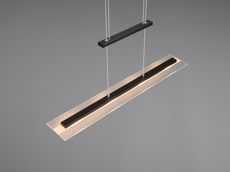 LED Pendelleuchte MILOS Schwarz aus Glas höhenverstellbar bis 170cm, Breite 80cm