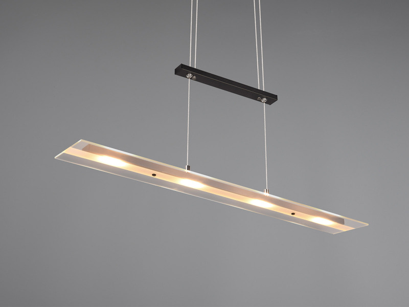 LED Pendelleuchte MILOS Schwarz aus Glas höhenverstellbar bis 170cm, Breite 80cm