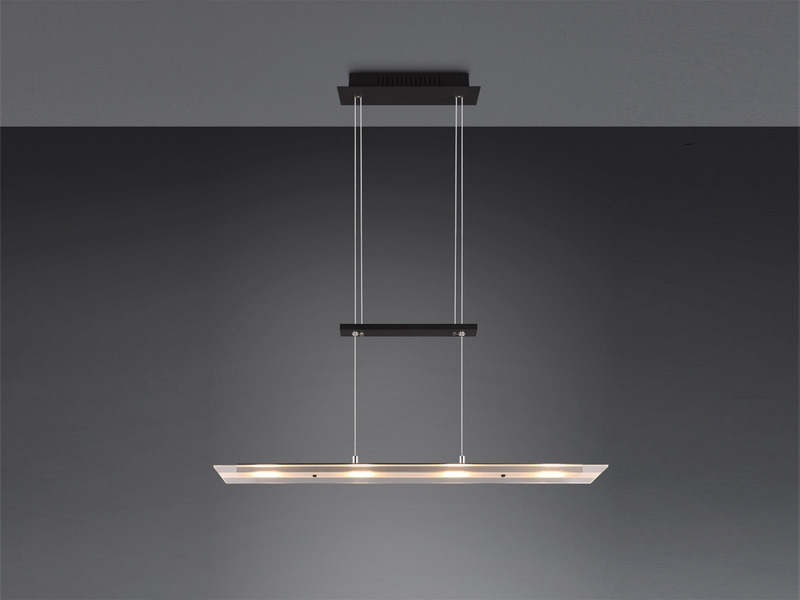 LED Pendelleuchte MILOS Schwarz aus Glas höhenverstellbar bis 170cm, Breite 80cm