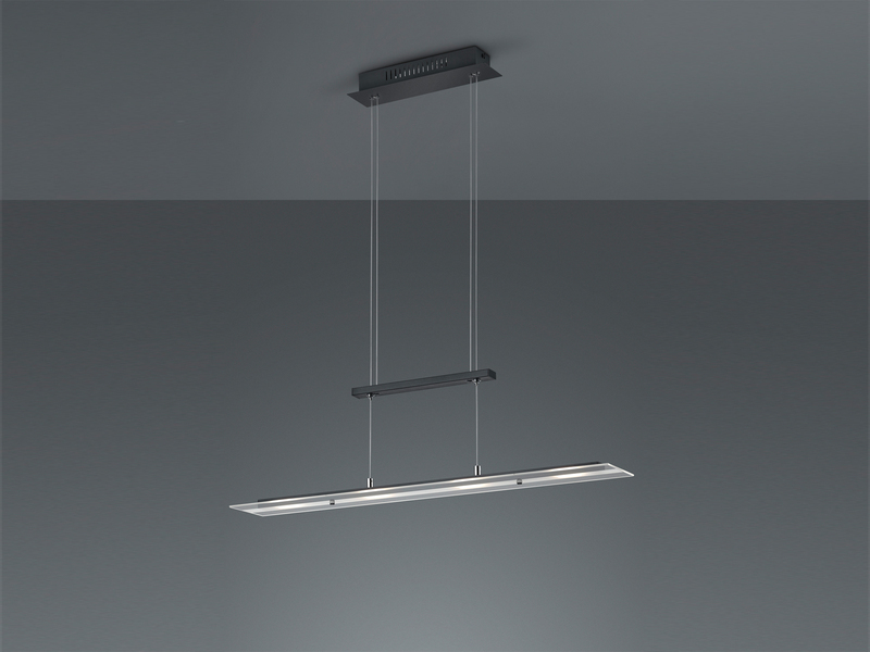 LED Pendelleuchte MILOS Schwarz aus Glas höhenverstellbar bis 170cm, Breite 80cm
