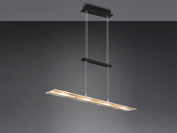 LED Pendelleuchte MILOS Schwarz aus Glas höhenverstellbar bis 170cm, Breite 80cm