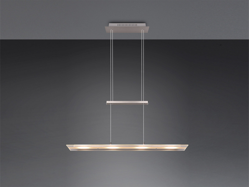 LED Pendelleuchte MILOS Silber aus Glas höhenverstellbar bis 170cm, Breite 80cm
