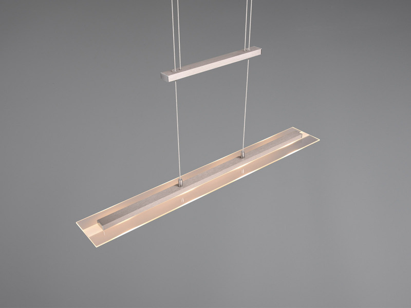 LED Pendelleuchte MILOS Silber aus Glas höhenverstellbar bis 170cm, Breite 80cm