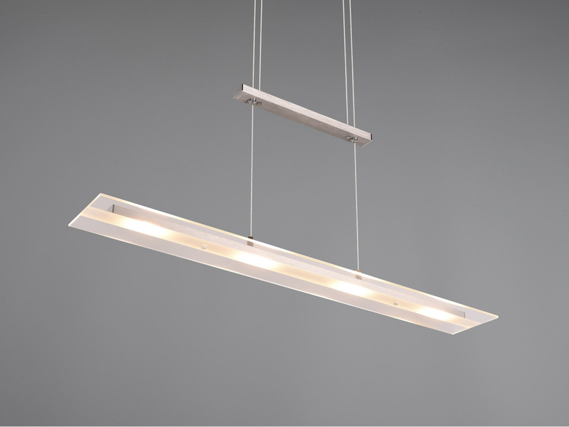 LED Pendelleuchte MILOS Silber aus Glas höhenverstellbar bis 170cm, Breite 80cm