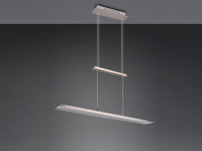 LED Pendelleuchte MILOS Silber aus Glas höhenverstellbar bis 170cm, Breite 80cm