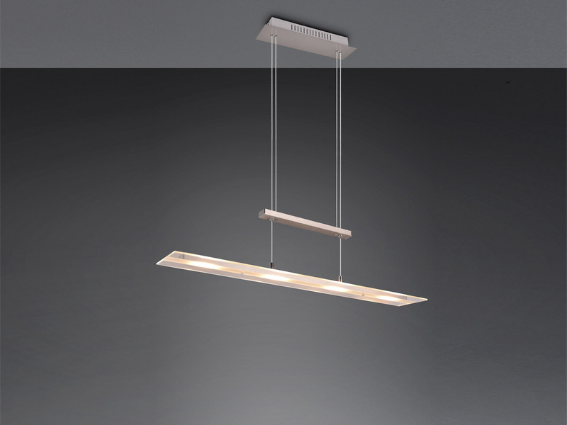LED Pendelleuchte MILOS Silber aus Glas höhenverstellbar bis 170cm, Breite 80cm