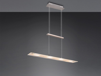 LED Pendelleuchte MILOS Silber aus Glas höhenverstellbar bis 170cm, Breite 80cm