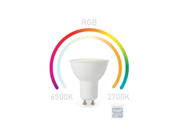 GU10 LED WIFI, 4,9 Watt 350 Lumen, 2700-6500 Kelvin, RGB, Ø5cm per App steuerbar