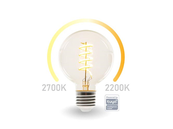 E27 LED WIFI, 6,5 Watt 555 Lumen, 2200-2700 Kelvin, Ø9,5cm, per App steuerbar