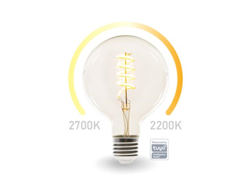 E27 LED WIFI, 6,5 Watt 555 Lumen, 2200-2700 Kelvin, Ø12,5cm, per App steuerbar