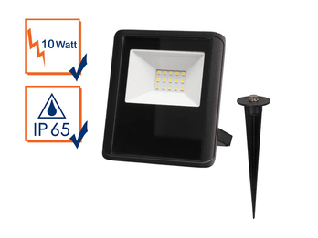 10 Watt LED Strahler SET Montagehalterung & Erdspieß, Neutralweiß, IP65, 11x13cm