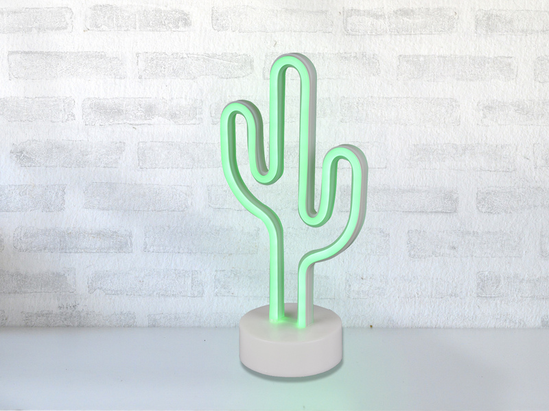 2er SET Deko LED Tischleuchte Kaktus Batterie- oder USB betrieben, Höhe 29cm