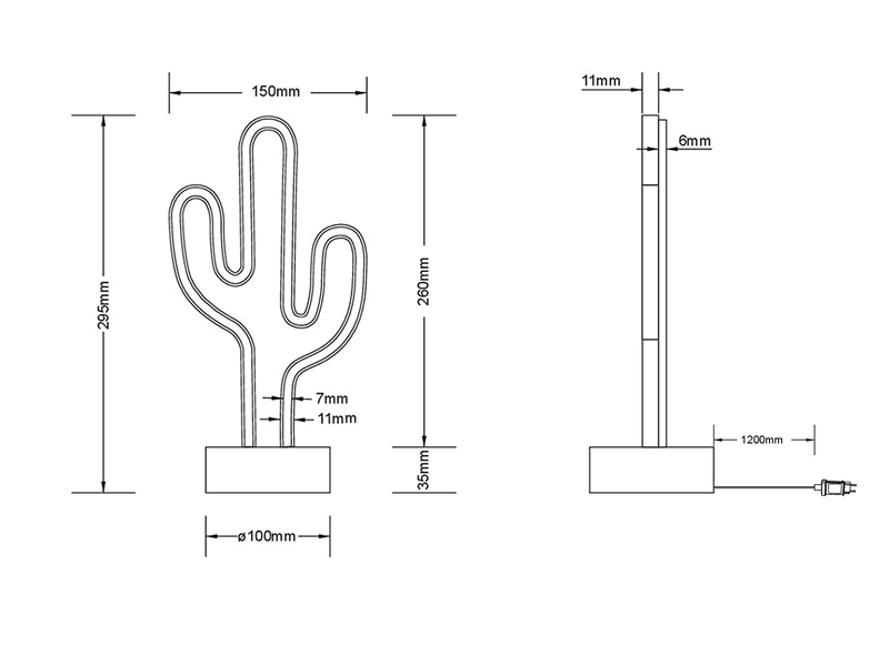 2er SET Deko LED Tischleuchte Kaktus Batterie- oder USB betrieben, Höhe 29cm