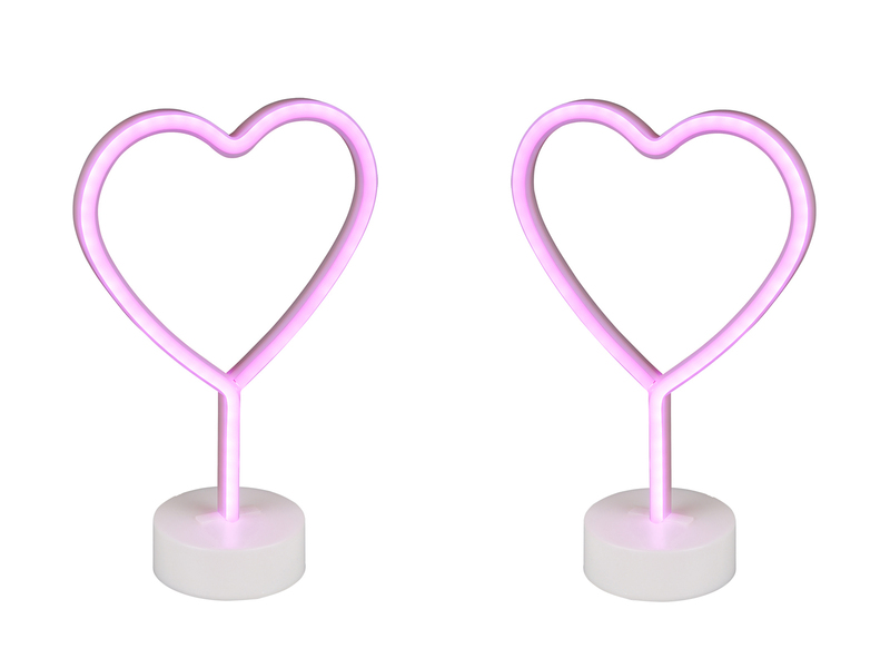 2er SET Deko LED Tischleuchte Herz, Batterie- oder USB betrieben, Höhe 30cm