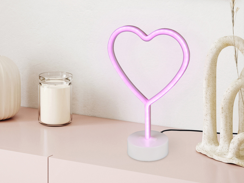 2er SET Deko LED Tischleuchte Herz, Batterie- oder USB betrieben, Höhe 30cm
