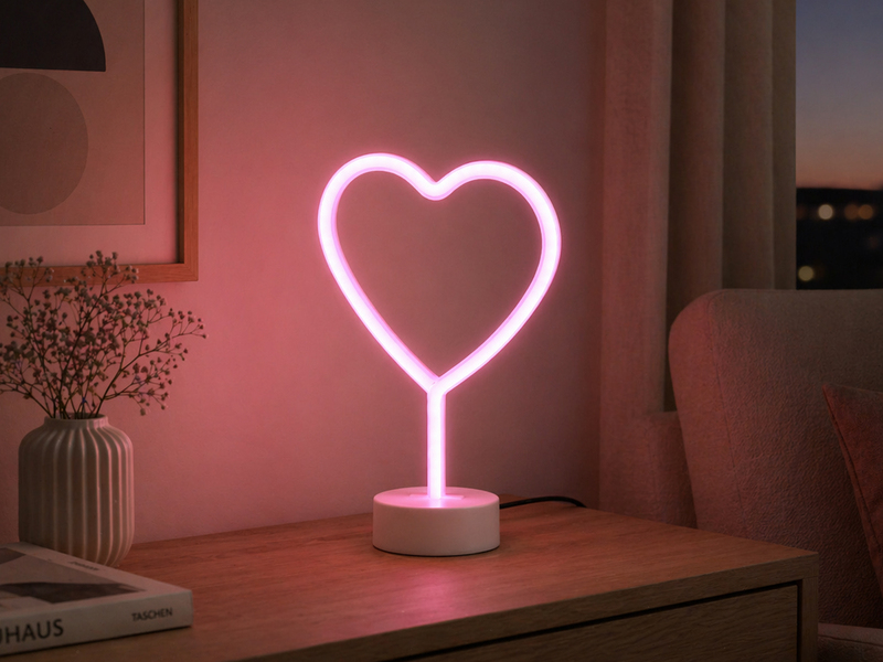 2er SET Deko LED Tischleuchte Herz, Batterie- oder USB betrieben, Höhe 30cm