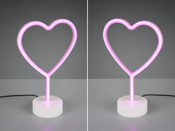 2er SET Deko LED Tischleuchte Herz, Batterie- oder USB betrieben, Höhe 30cm
